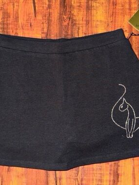 Baby Phat Black Mini Skirt with Rhinestone Cat Detail